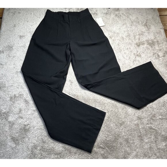 NWT A‎ New Day Women’s Black Wide Leg High Rise Trouser Rayon Pants - Size 2L - Picture 1 of 10